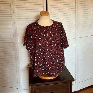 Maroon Cheetah Print Blouse
